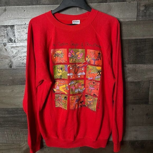 VTG 1988 The 12 Days Of Christmans Crewneck XL - Picture 1 of 5